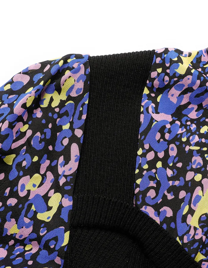 MARYLING Knitwear Ribbon Silk Printed Top Patchwork Knitted Vest Leopard Print 8211 Women MARYLING Knitwear Ribbon Silk Printed Top Patchwork Knitted Vest Leopard Print 8211 Women