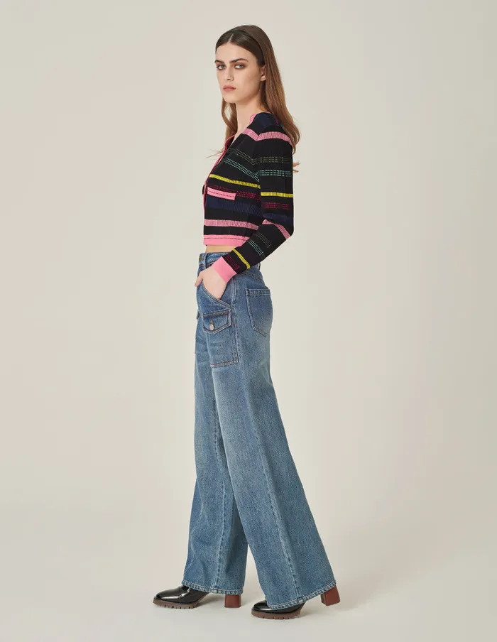 MARYLING Knitwear VNeck Colorful Striped Knitted Cardigan Stripe 8211 Women MARYLING Knitwear VNeck Colorful Striped Knitted Cardigan Stripe 8211 Women