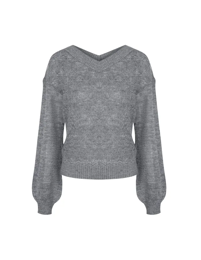 MARYLING Knitwear VNeck Knitted Pullover Grey 8211 Women MARYLING Knitwear VNeck Knitted Pullover Grey 8211 Women