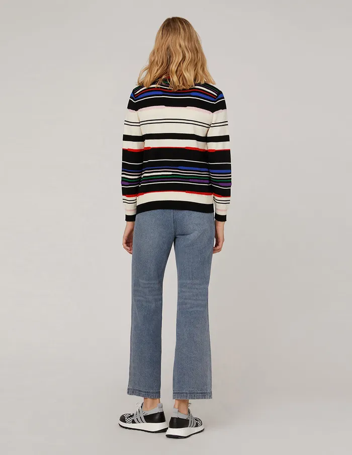 MARYLING Knitwear VNeck Striped Wool Cardigan Mix 8211 Women