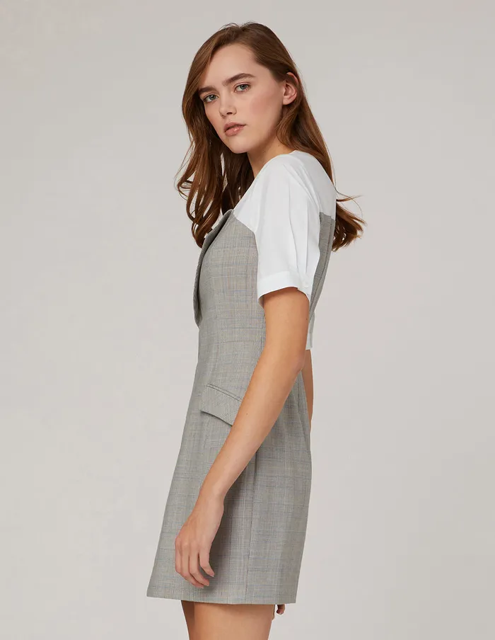 MARYLING Offce Dress Chest Lapels Contrast Short Sleeves Mix 8211 Women MARYLING Offce Dress Chest Lapels Contrast Short Sleeves Mix 8211 Women