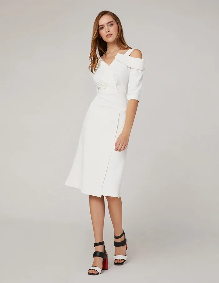 MARYLING Offce Dress Off Shoulder Fishtail Dress White 8211 Women