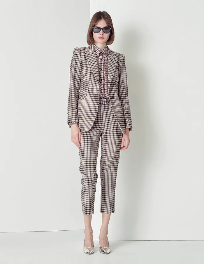 MARYLING Pants and Shorts Black And Pink Plaid Houndstooth Ninepoint Suit Pants Mix 8211 Women MARYLING Pants and Shorts Black And Pink Plaid Houndstooth Ninepoint Suit Pants Mix 8211 Women