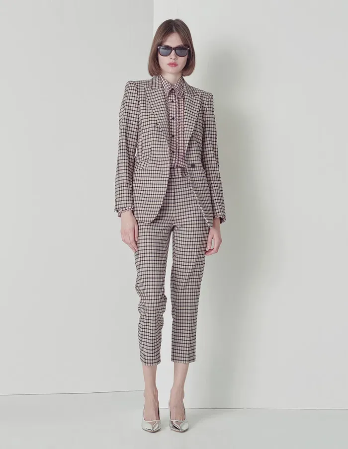 MARYLING Pants and Shorts Black And Pink Plaid Houndstooth Ninepoint Suit Pants Mix 8211 Women MARYLING Pants and Shorts Black And Pink Plaid Houndstooth Ninepoint Suit Pants Mix 8211 Women