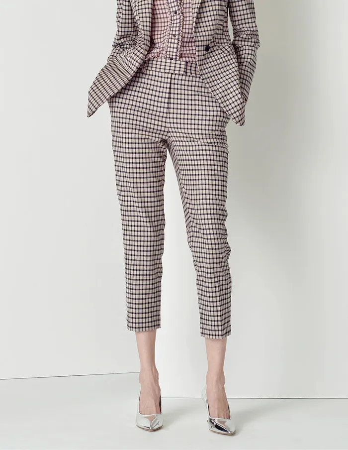 MARYLING Pants and Shorts Black And Pink Plaid Houndstooth Ninepoint Suit Pants Mix 8211 Women MARYLING Pants and Shorts Black And Pink Plaid Houndstooth Ninepoint Suit Pants Mix 8211 Women