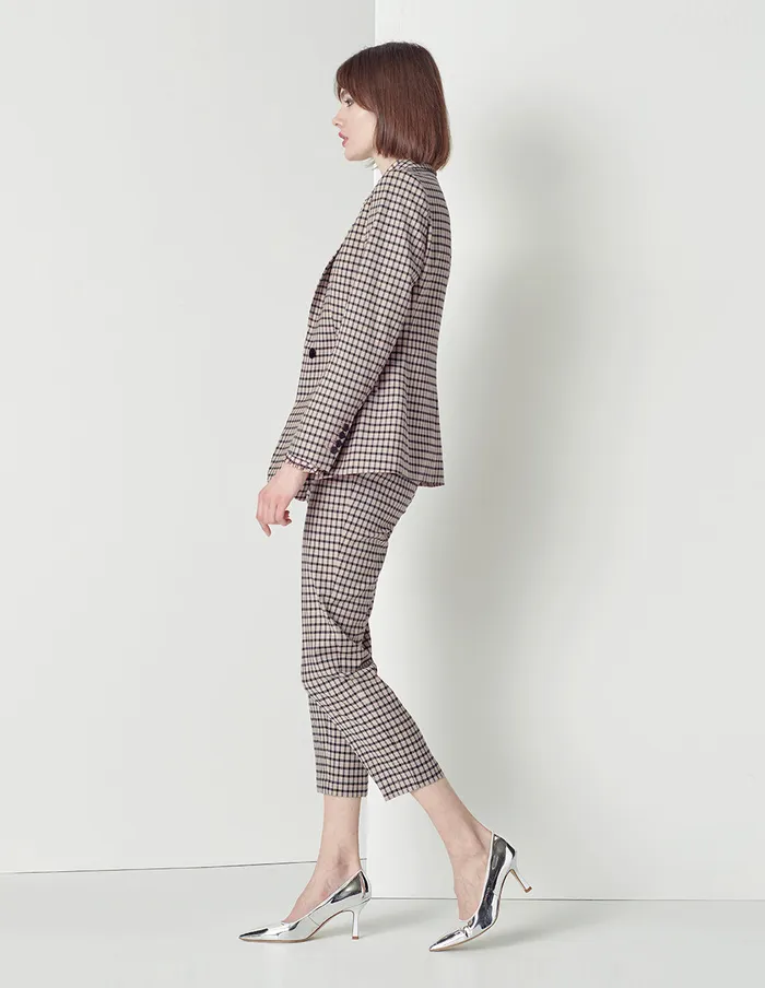 MARYLING Pants and Shorts Black And Pink Plaid Houndstooth Ninepoint Suit Pants Mix 8211 Women MARYLING Pants and Shorts Black And Pink Plaid Houndstooth Ninepoint Suit Pants Mix 8211 Women