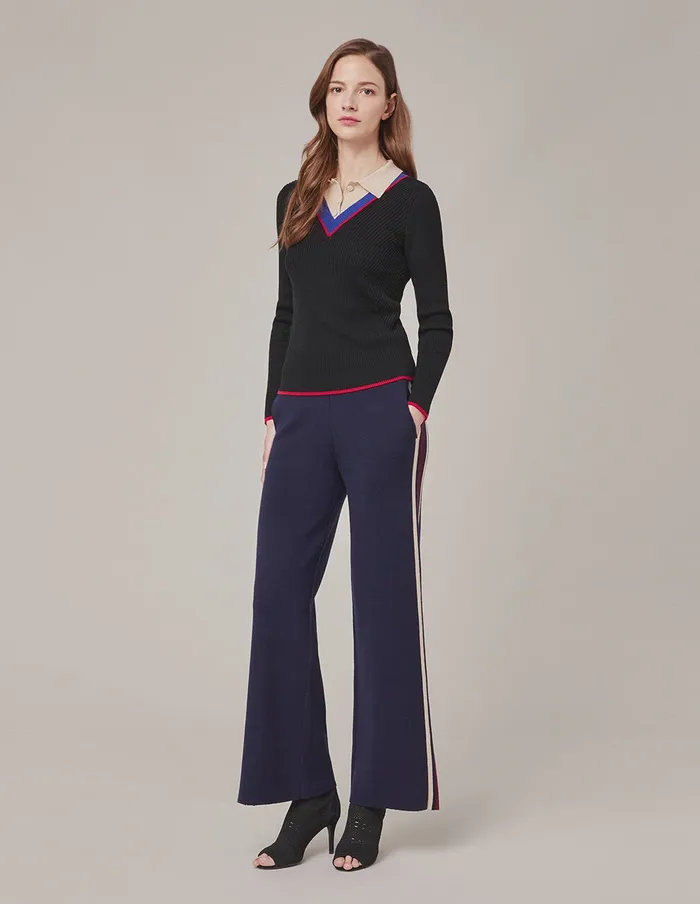 MARYLING Pants and Shorts BLUE SPLIT KNIT PANTS Dark Blue 8211 Women MARYLING Pants and Shorts BLUE SPLIT KNIT PANTS Dark Blue 8211 Women