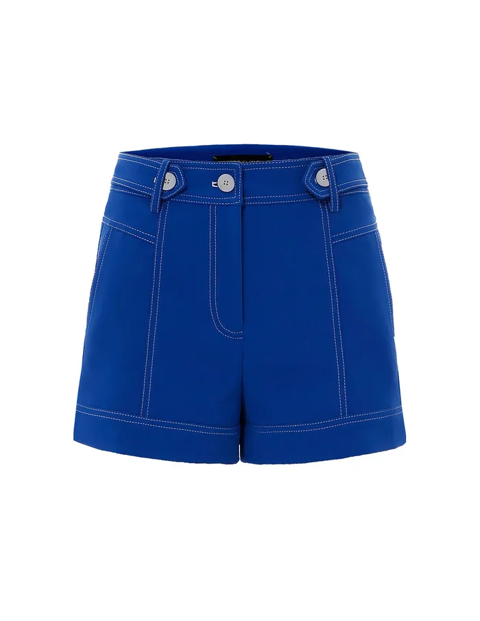 MARYLING Pants and Shorts CONTRAST STITCHING TRIACETATE SHORTS Blue 8211 Women MARYLING Pants and Shorts CONTRAST STITCHING TRIACETATE SHORTS Blue 8211 Women