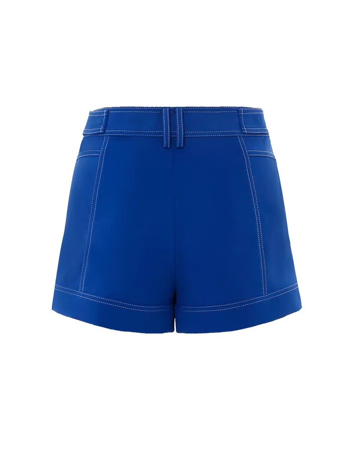 MARYLING Pants and Shorts CONTRAST STITCHING TRIACETATE SHORTS Blue 8211 Women MARYLING Pants and Shorts CONTRAST STITCHING TRIACETATE SHORTS Blue 8211 Women