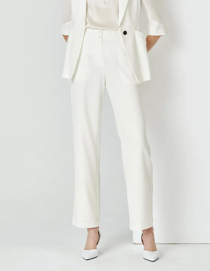 MARYLING Pants and Shorts HighEnd Ivory White Straight Suit Pants White 8211 Women MARYLING Pants and Shorts HighEnd Ivory White Straight Suit Pants White 8211 Women