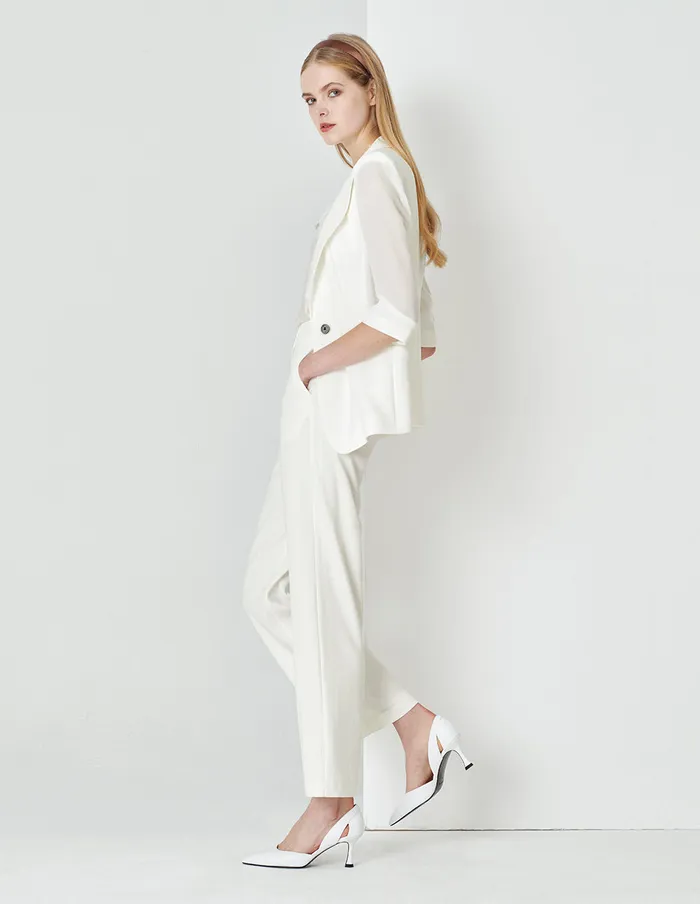 MARYLING Pants and Shorts HighEnd Ivory White Straight Suit Pants White 8211 Women MARYLING Pants and Shorts HighEnd Ivory White Straight Suit Pants White 8211 Women