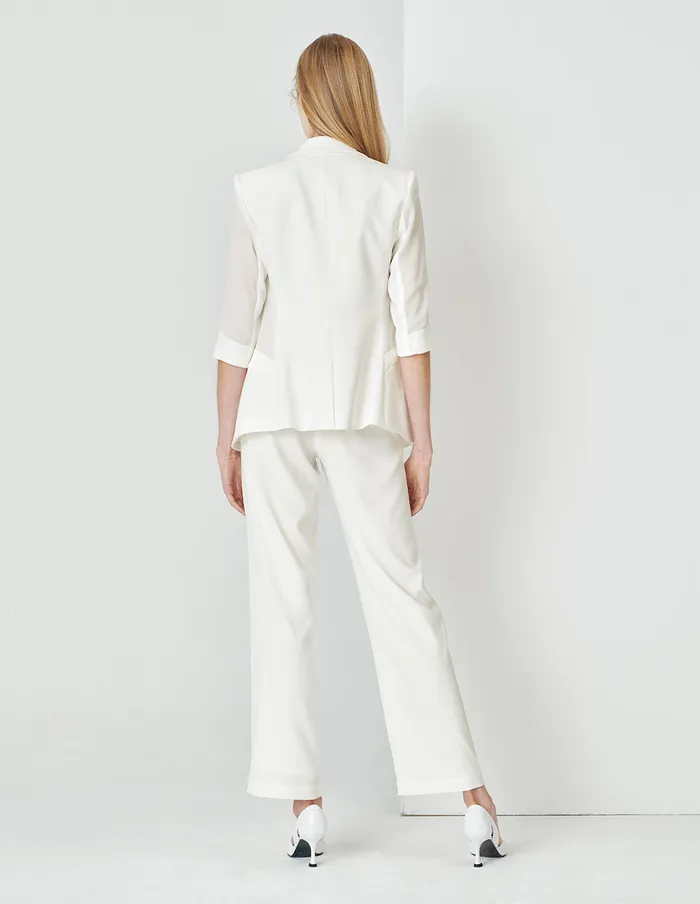 MARYLING Pants and Shorts HighEnd Ivory White Straight Suit Pants White 8211 Women MARYLING Pants and Shorts HighEnd Ivory White Straight Suit Pants White 8211 Women