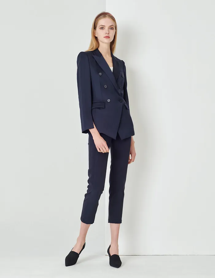 MARYLING Pants and Shorts Midnight Blue Classic Elastic Slim Pants Blue 8211 Women MARYLING Pants and Shorts Midnight Blue Classic Elastic Slim Pants Blue 8211 Women