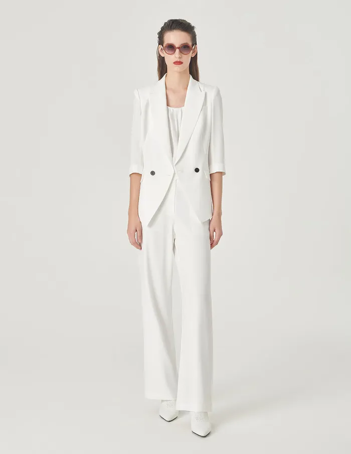 MARYLING Pants and Shorts White Straight Wide Leg Pants Snow 8211 Women