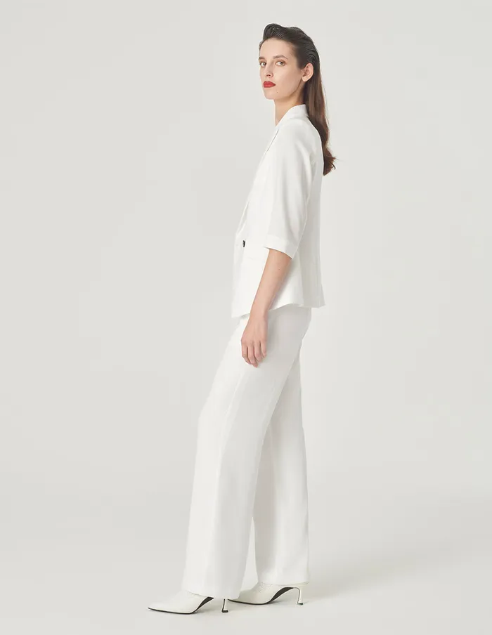 MARYLING Pants and Shorts White Straight Wide Leg Pants Snow 8211 Women MARYLING Pants and Shorts White Straight Wide Leg Pants Snow 8211 Women