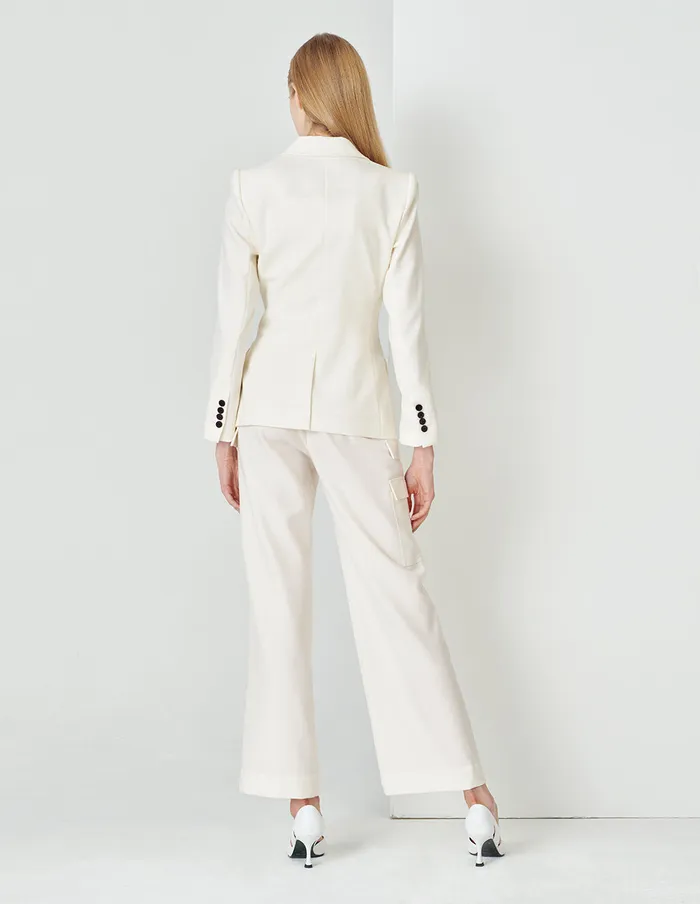 MARYLING Pants and Shorts White Tool Pocket Straight Trousers White 8211 Women MARYLING Pants and Shorts White Tool Pocket Straight Trousers White 8211 Women