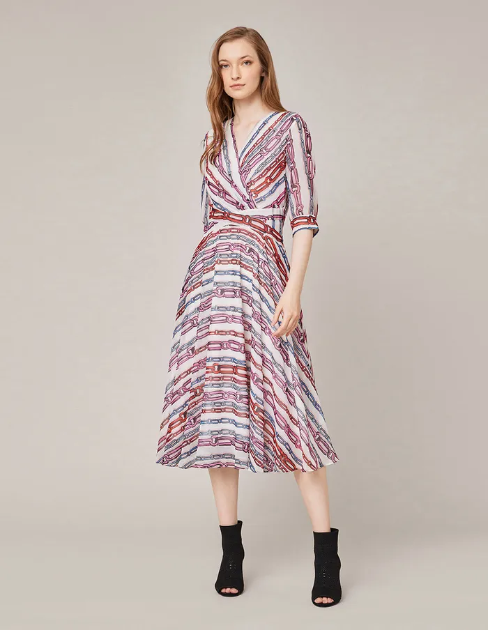 MARYLING Printed Dress COLOURED CHAIN PRINT GEORGETTE MIDI DRESS Dark Red 8211 Women MARYLING Printed Dress COLOURED CHAIN PRINT GEORGETTE MIDI DRESS Dark Red 8211 Women