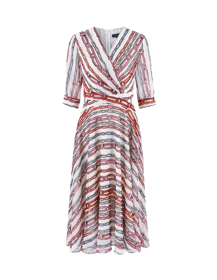 MARYLING Printed Dress COLOURED CHAIN PRINT GEORGETTE MIDI DRESS Dark Red 8211 Women