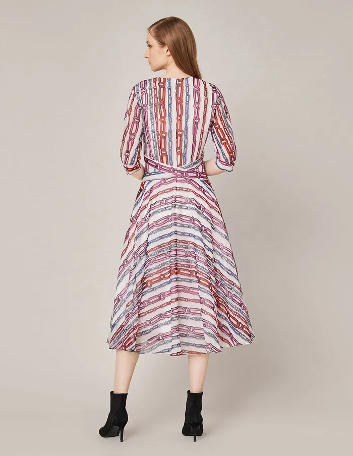 MARYLING Printed Dress COLOURED CHAIN PRINT GEORGETTE MIDI DRESS Dark Red 8211 Women