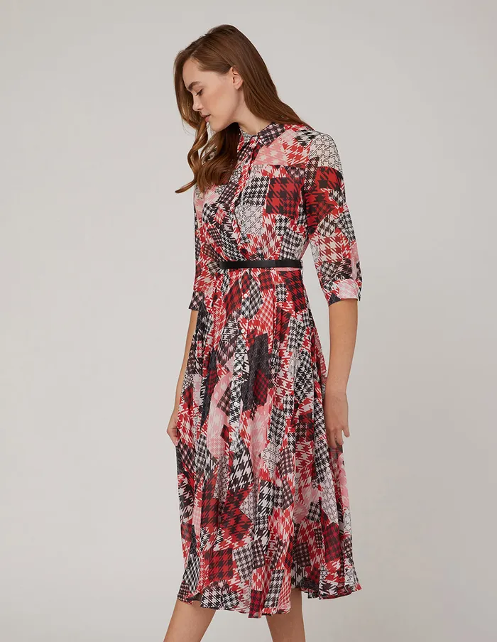 MARYLING Printed Dress Patchwork Print Georgette Shirt Dress Mix 8211 Women