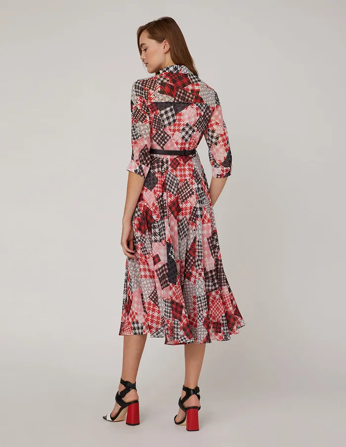 MARYLING Printed Dress Patchwork Print Georgette Shirt Dress Mix 8211 Women