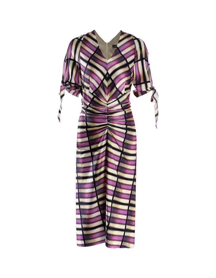 MARYLING Printed Dress Pink Plaid Silk Print Dress Mix 8211 Women MARYLING Printed Dress Pink Plaid Silk Print Dress Mix 8211 Women
