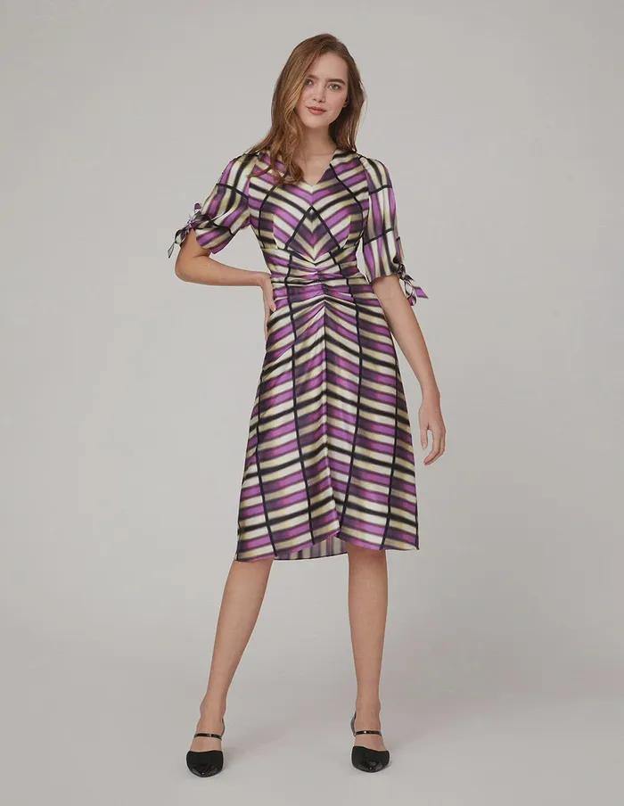 MARYLING Printed Dress Pink Plaid Silk Print Dress Mix 8211 Women MARYLING Printed Dress Pink Plaid Silk Print Dress Mix 8211 Women