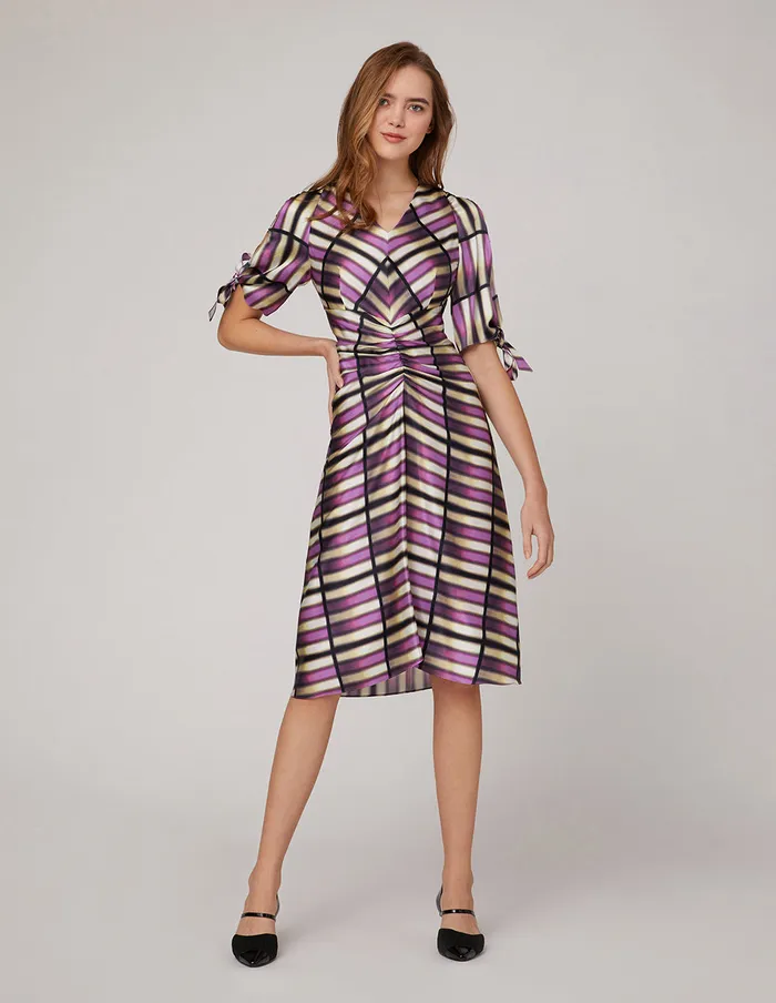 MARYLING Printed Dress Pink Plaid Silk Print Dress Mix 8211 Women MARYLING Printed Dress Pink Plaid Silk Print Dress Mix 8211 Women