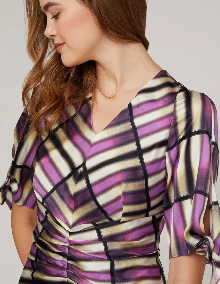 MARYLING Printed Dress Pink Plaid Silk Print Dress Mix 8211 Women MARYLING Printed Dress Pink Plaid Silk Print Dress Mix 8211 Women