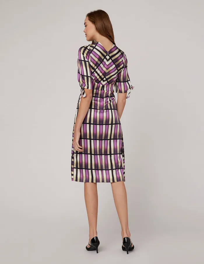 MARYLING Printed Dress Pink Plaid Silk Print Dress Mix 8211 Women MARYLING Printed Dress Pink Plaid Silk Print Dress Mix 8211 Women