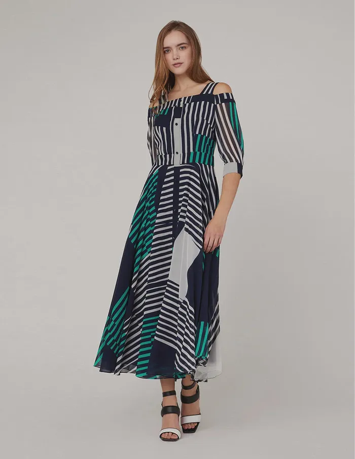 MARYLING Printed Dress Strap OffShoulder Georgette Print Dress Mix 8211 Women MARYLING Printed Dress Strap OffShoulder Georgette Print Dress Mix 8211 Women