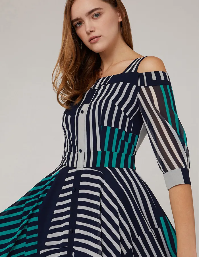 MARYLING Printed Dress Strap OffShoulder Georgette Print Dress Mix 8211 Women MARYLING Printed Dress Strap OffShoulder Georgette Print Dress Mix 8211 Women