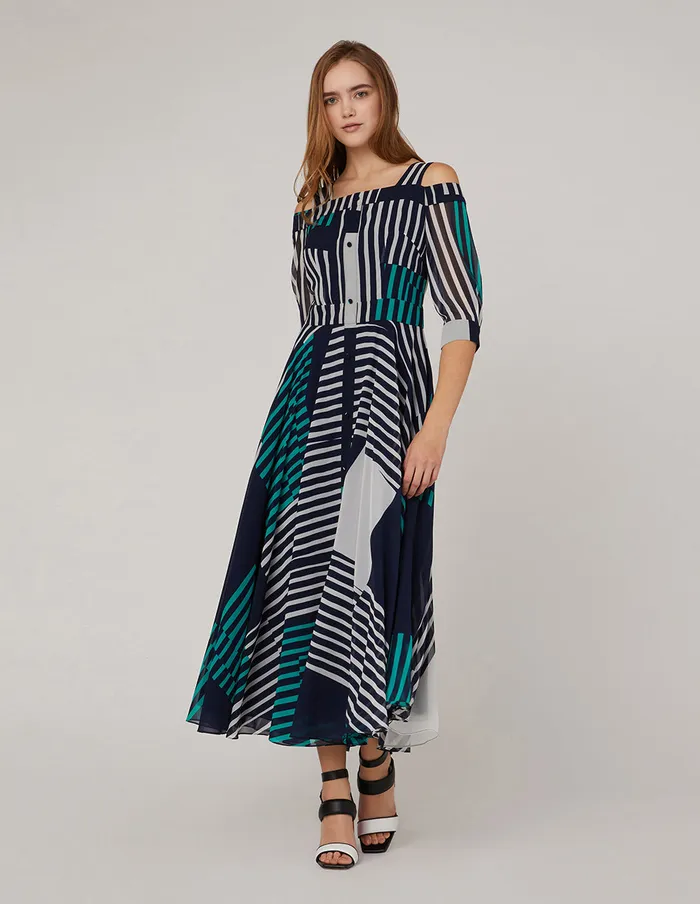 MARYLING Printed Dress Strap OffShoulder Georgette Print Dress Mix 8211 Women MARYLING Printed Dress Strap OffShoulder Georgette Print Dress Mix 8211 Women