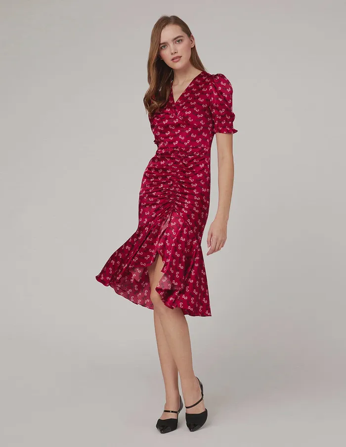 MARYLING Printed Dress VNeck Pleated Dress Mix 8211 Women MARYLING Printed Dress VNeck Pleated Dress Mix 8211 Women