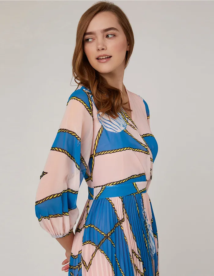 MARYLING Printed Dress VNECK PUFF SLEEVE PLEATED DRESS Mix 8211 Women