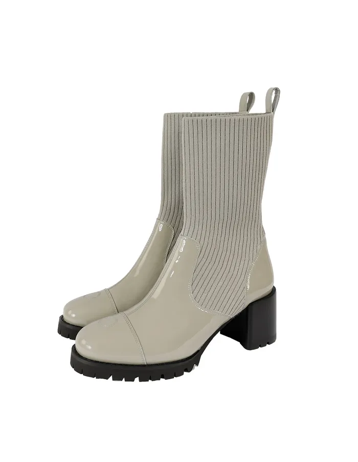MARYLING Shoes PATENT KNIT ANKLE SOCK BOOTS Black 8211 Women