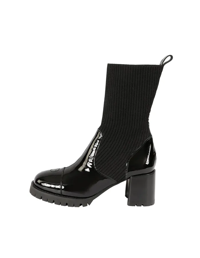 MARYLING Shoes PATENT KNIT ANKLE SOCK BOOTS Black 8211 Women MARYLING Shoes PATENT KNIT ANKLE SOCK BOOTS Black 8211 Women