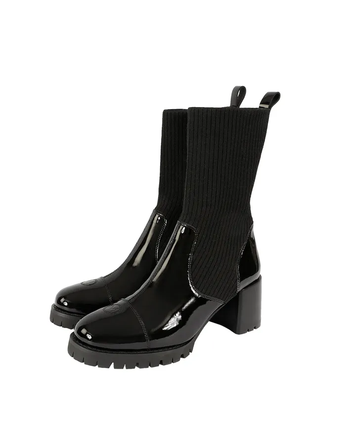 MARYLING Shoes PATENT KNIT ANKLE SOCK BOOTS Black 8211 Women MARYLING Shoes PATENT KNIT ANKLE SOCK BOOTS Black 8211 Women