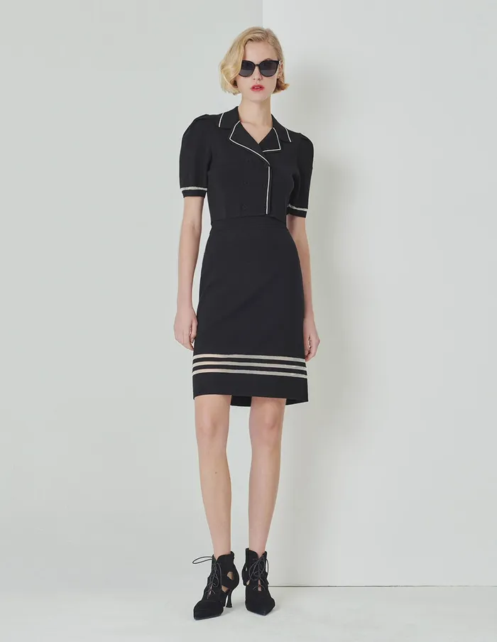 MARYLING Skirts Black And White Horizontal Detail Knitted Skirt Black 8211 Women MARYLING Skirts Black And White Horizontal Detail Knitted Skirt Black 8211 Women