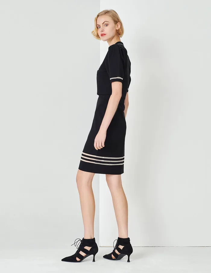 MARYLING Skirts Black And White Horizontal Detail Knitted Skirt Black 8211 Women MARYLING Skirts Black And White Horizontal Detail Knitted Skirt Black 8211 Women