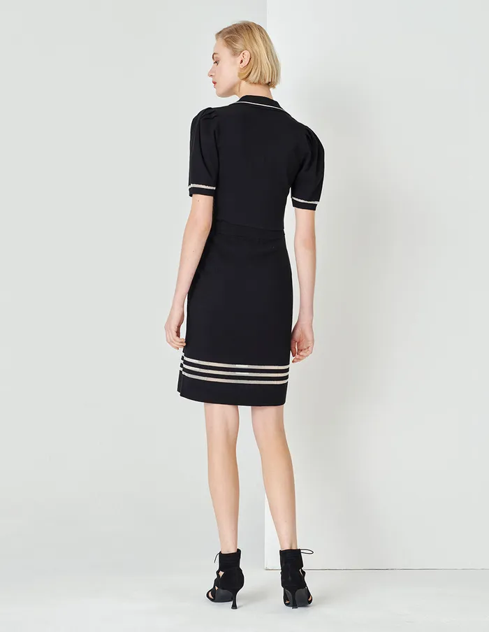 MARYLING Skirts Black And White Horizontal Detail Knitted Skirt Black 8211 Women MARYLING Skirts Black And White Horizontal Detail Knitted Skirt Black 8211 Women