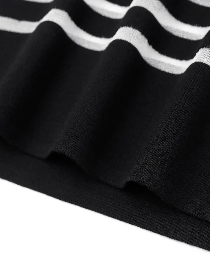 MARYLING Skirts Black And White Horizontal Detail Knitted Skirt Black 8211 Women MARYLING Skirts Black And White Horizontal Detail Knitted Skirt Black 8211 Women