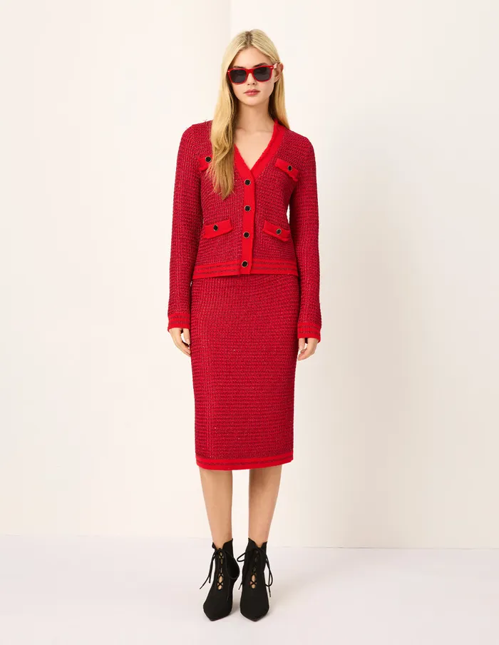 MARYLING Skirts Bright Red Straight KneeLength Knit Skirt Red 8211 Women