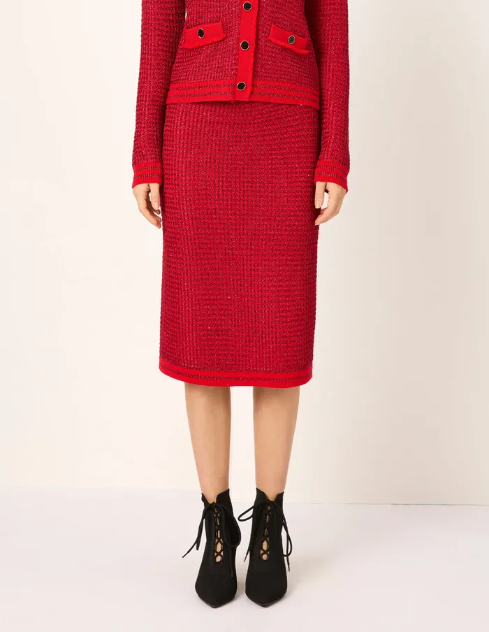 MARYLING Skirts Bright Red Straight KneeLength Knit Skirt Red 8211 Women MARYLING Skirts Bright Red Straight KneeLength Knit Skirt Red 8211 Women