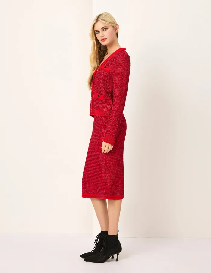 MARYLING Skirts Bright Red Straight KneeLength Knit Skirt Red 8211 Women MARYLING Skirts Bright Red Straight KneeLength Knit Skirt Red 8211 Women