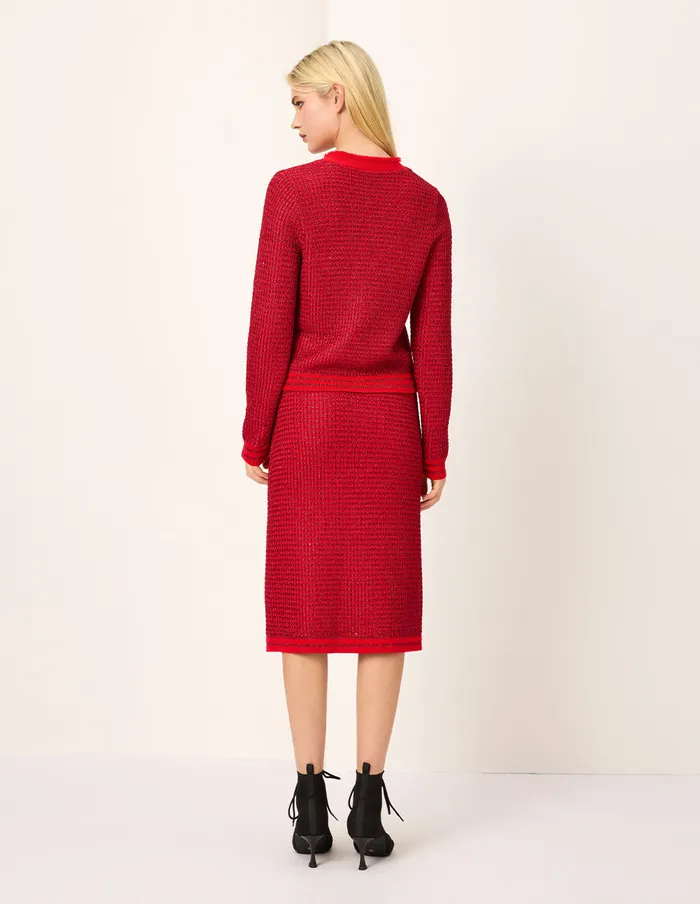 MARYLING Skirts Bright Red Straight KneeLength Knit Skirt Red 8211 Women MARYLING Skirts Bright Red Straight KneeLength Knit Skirt Red 8211 Women