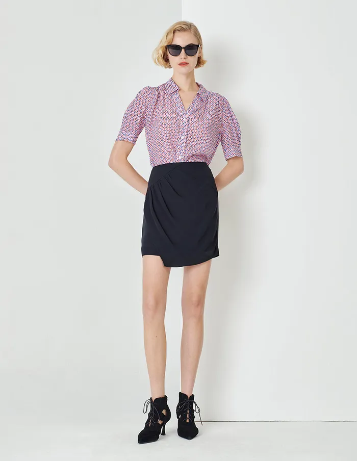 MARYLING Skirts Dark Blue Pleated Asymmetric Skirt Blue 8211 Women