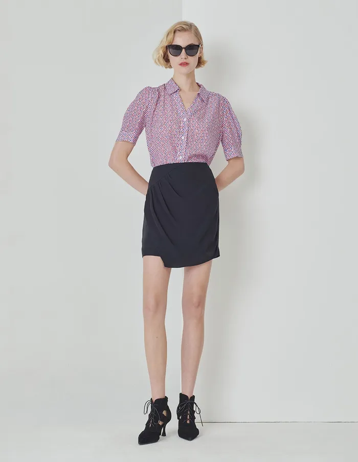 MARYLING Skirts Dark Blue Pleated Asymmetric Skirt Blue 8211 Women MARYLING Skirts Dark Blue Pleated Asymmetric Skirt Blue 8211 Women