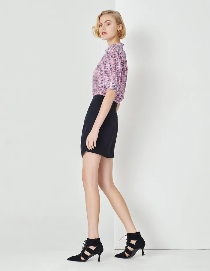 MARYLING Skirts Dark Blue Pleated Asymmetric Skirt Blue 8211 Women MARYLING Skirts Dark Blue Pleated Asymmetric Skirt Blue 8211 Women