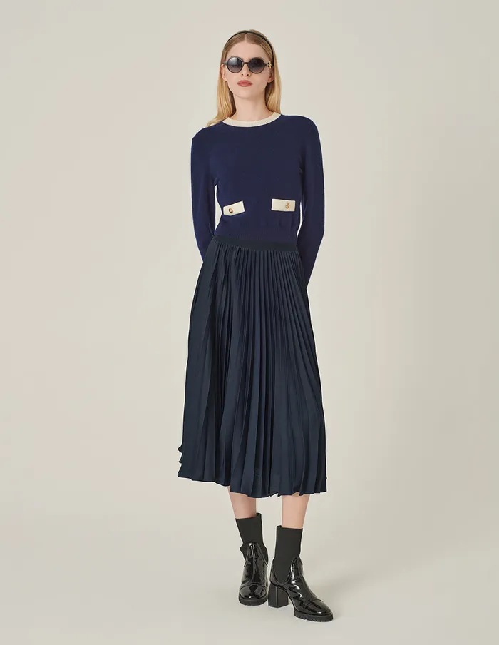 MARYLING Skirts Dark Blue Sun Pleated Skirt Mid Night 8211 Women